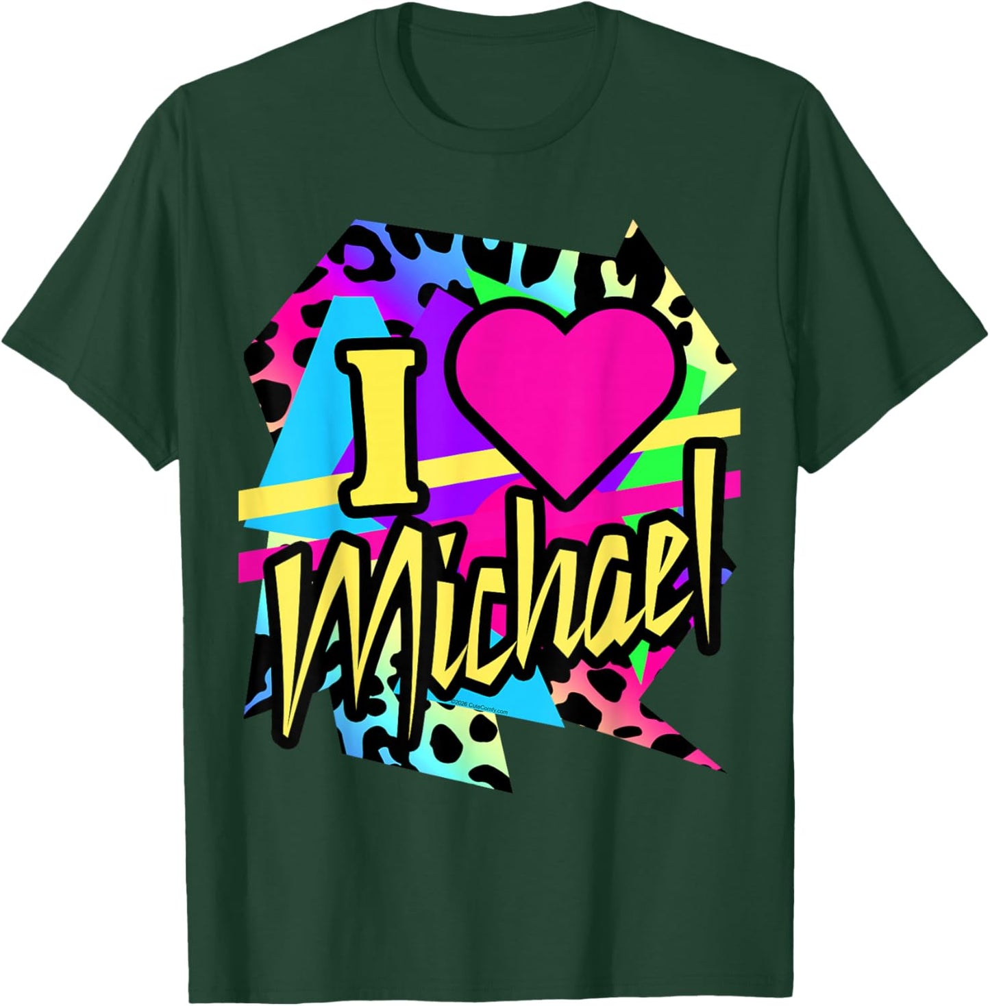 I Love Michael Name Heart Vintage Retro 1980s Women 80s Fan T-Shirt - T-Shirt | Forest