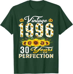 30 Year Old Vintage 1996 Sunflower 30th Birthday Women T-Shirt - T-Shirt | Forest