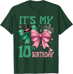10th Birthday Girl Its My 10th Birthday Witch Pink and Green T-Shirt - T-Shirt | Forest