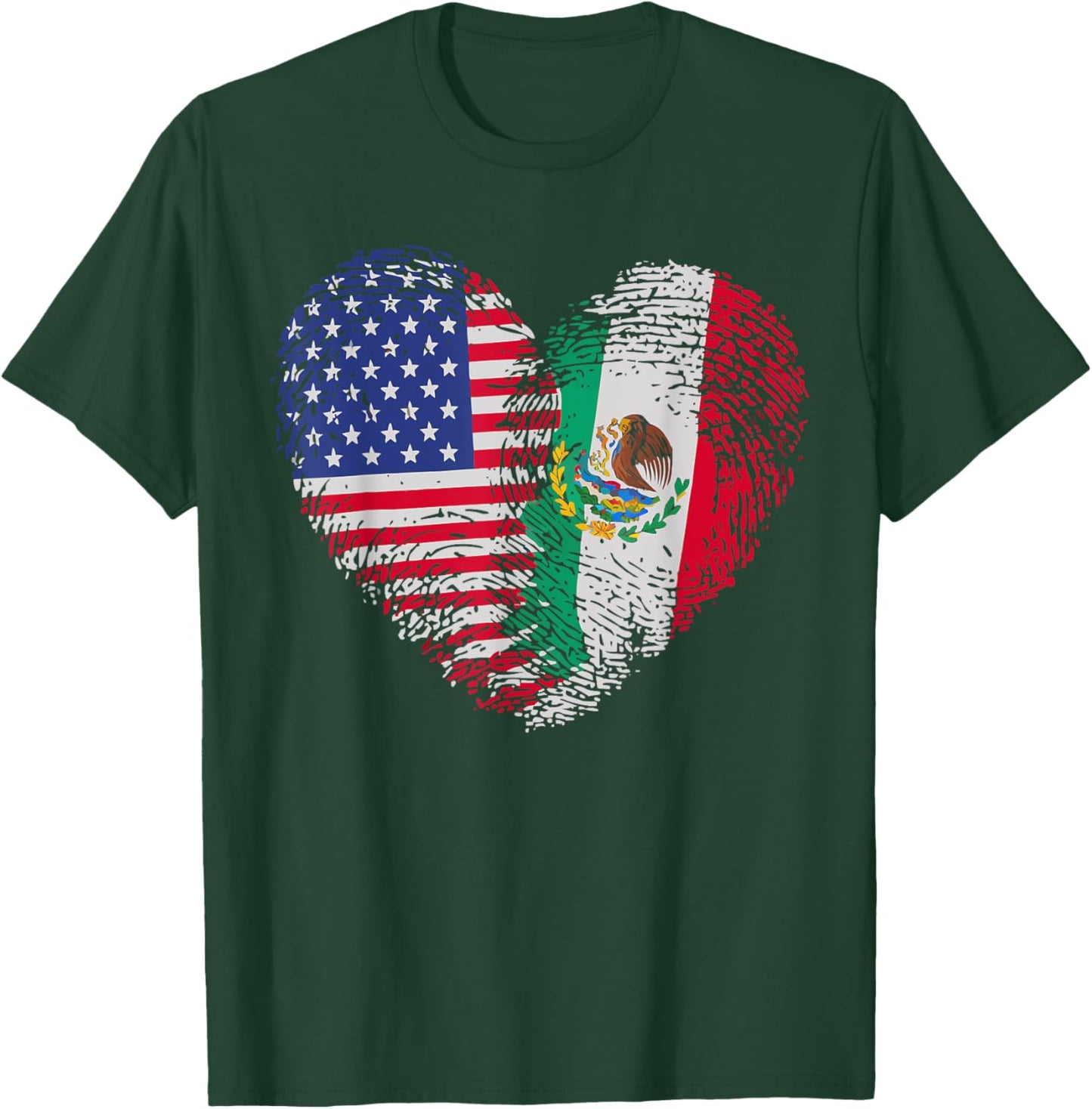 Half Mexican Half American USA Flag Mexico America T-Shirt - T-Shirt | Forest