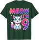 Meow I'm 9 Years Old Cat Lover 9th Birthday Party T-Shirt - T-Shirt | Forest