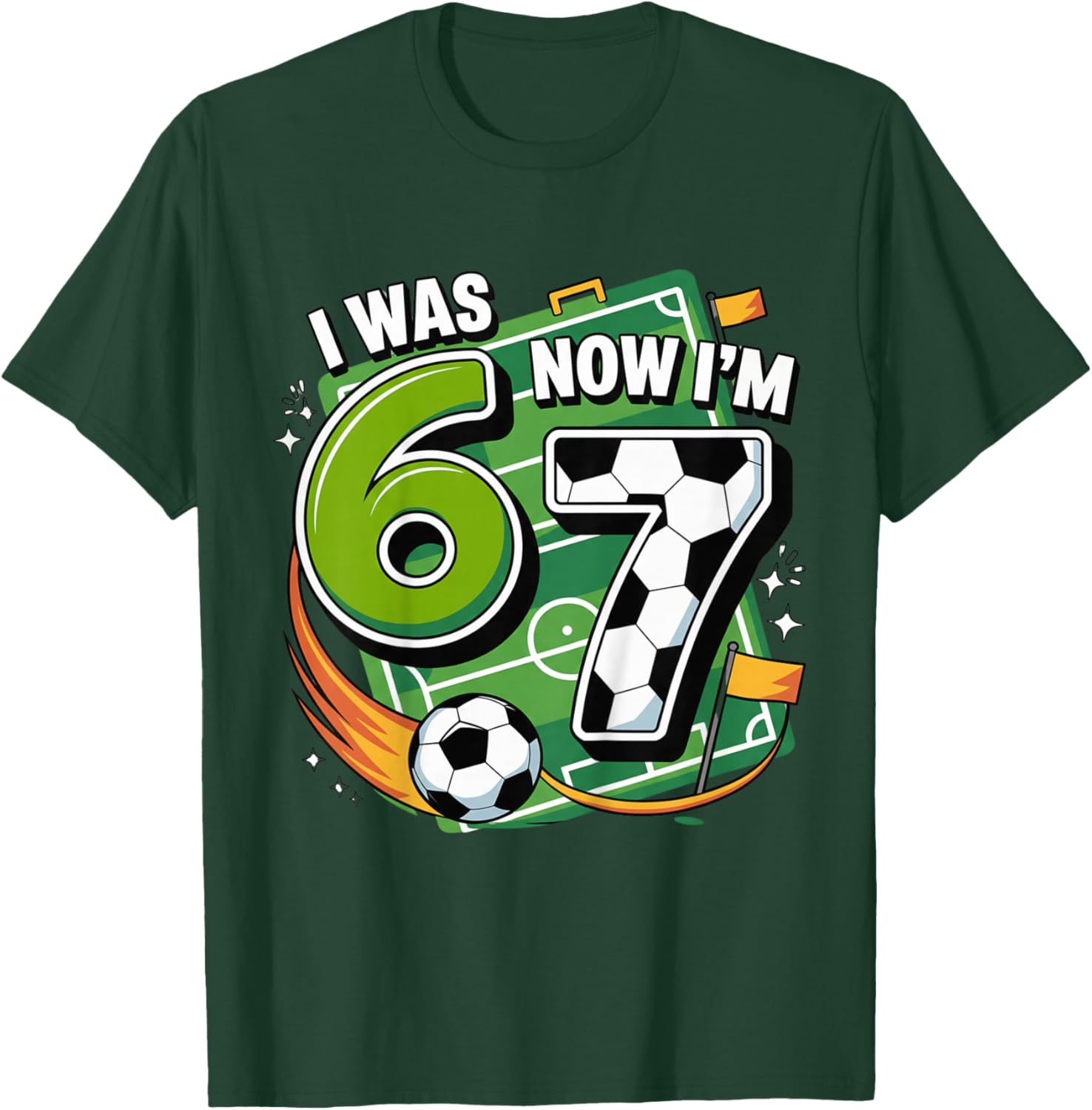 I was 6 Now Im 7 Soccer Football 7th Birthday Boy Kids T-Shirt - T-Shirt | Forest