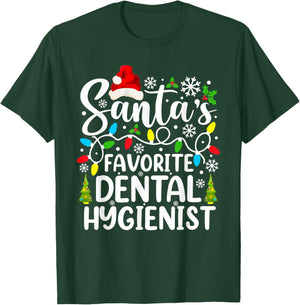 Santa's Favorite Dental Hygienist Funny Christmas T-Shirt - T-Shirt | Forest