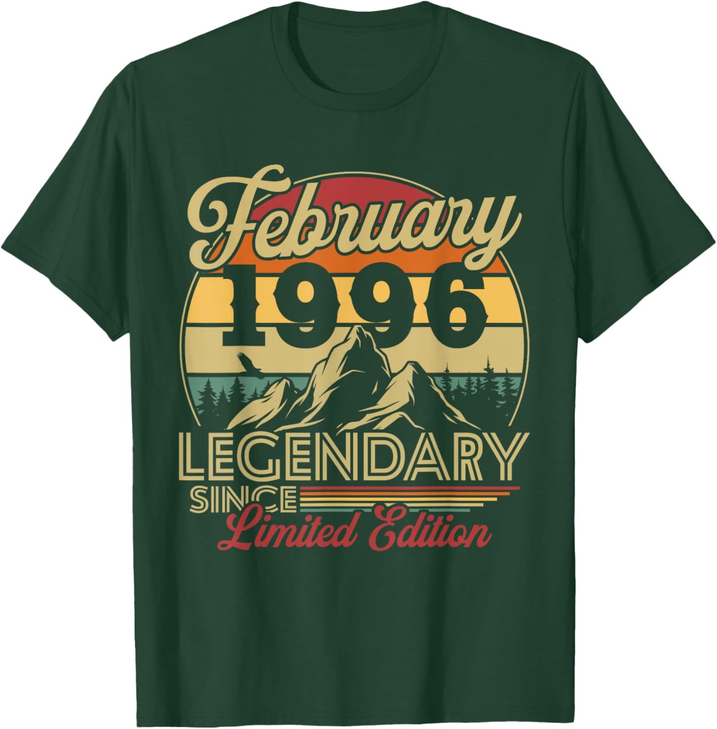 Vintage 30th Birthday Gift Born in February 1996 T-Shirt - T-Shirt | Forest