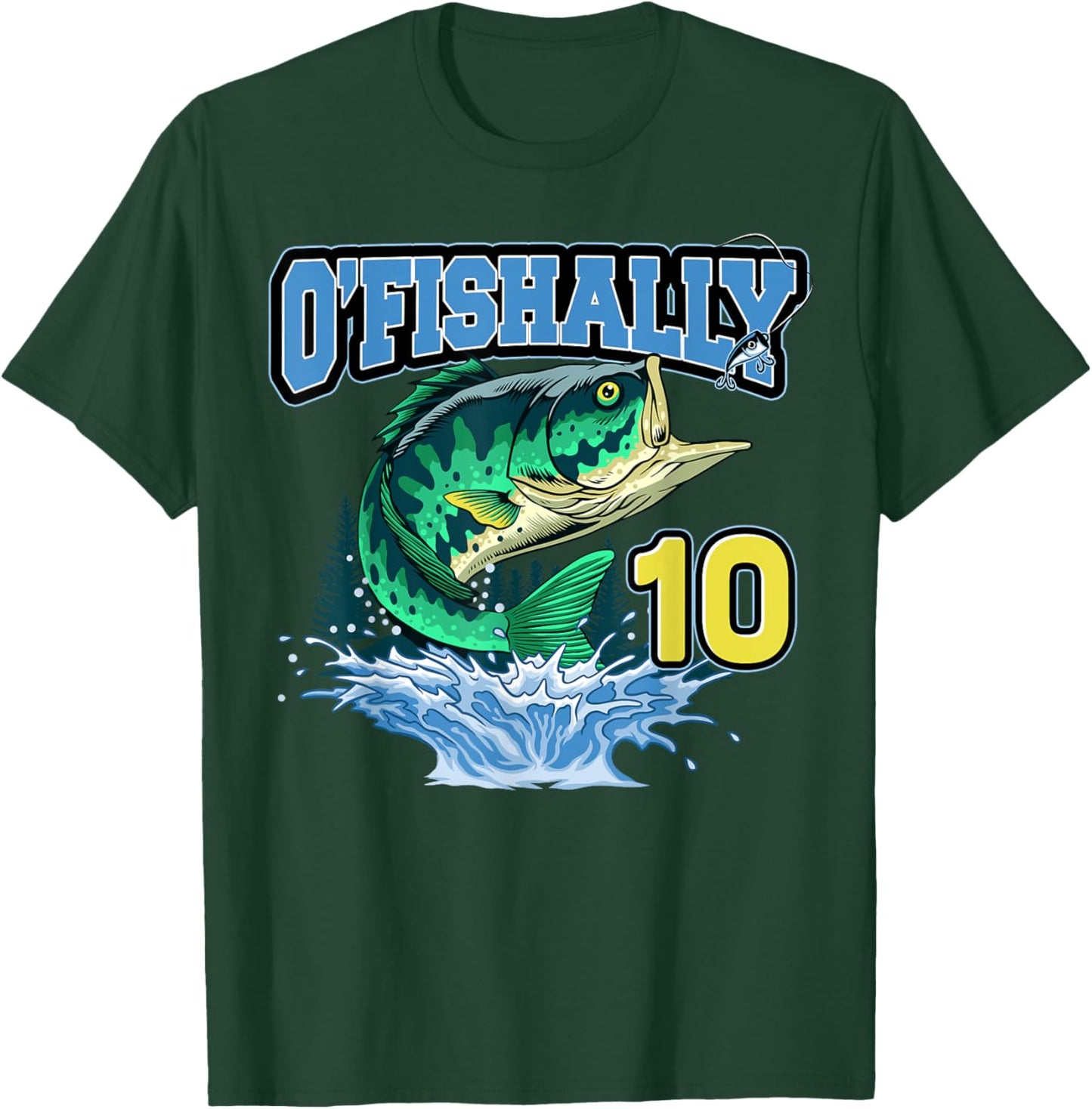 Retro O’Fishally 10 Fishing 10th Bday 10 Years Old T-Shirt - T-Shirt | Forest