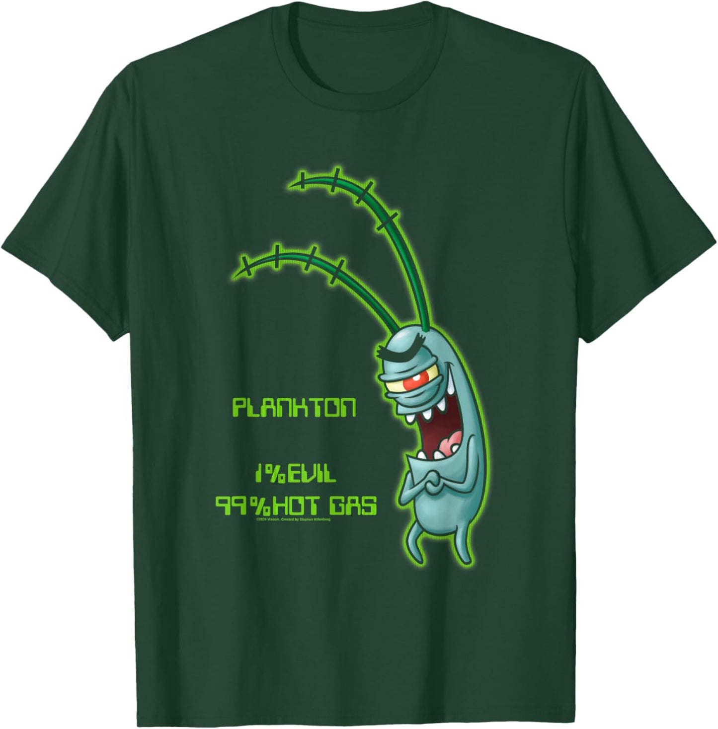 Spongebob Squarepants Plankton Evil Hot Gas Funny Cartoon T-Shirt - T-Shirt | Forest