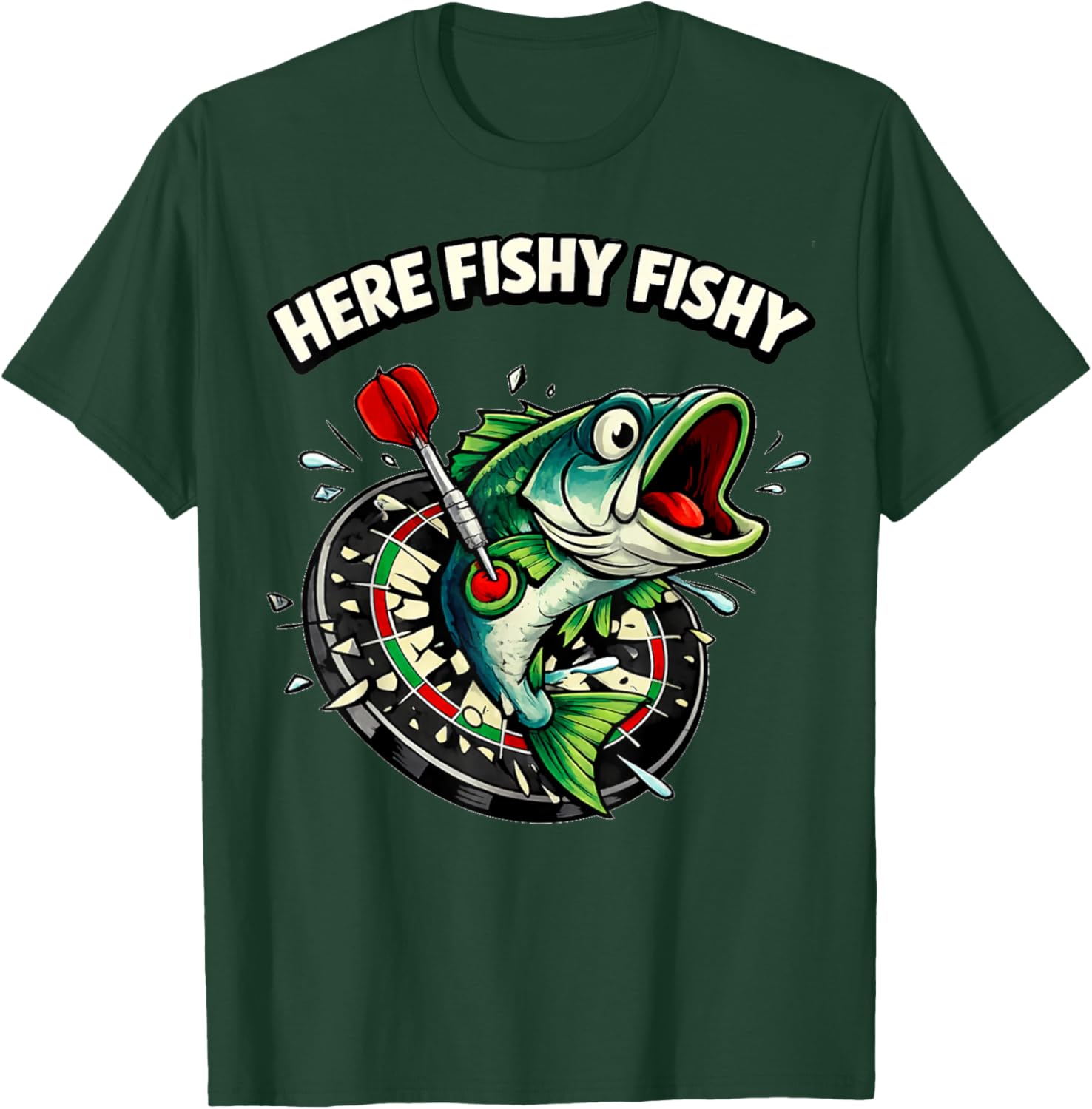 Lustiges Big Fish Motiv für Dartspieler | Fisch & Bullseye T-Shirt - T-Shirt | Forest