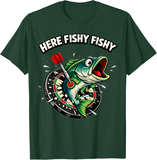 Lustiges Big Fish Motiv für Dartspieler | Fisch & Bullseye T-Shirt - T-Shirt | Forest