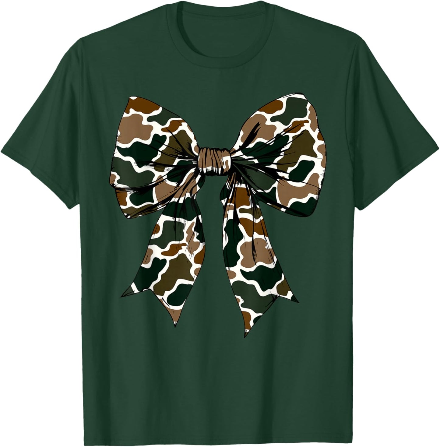 Old School Camouflage Coquette Bow Fall Hunting Military T-Shirt - T-Shirt | Forest