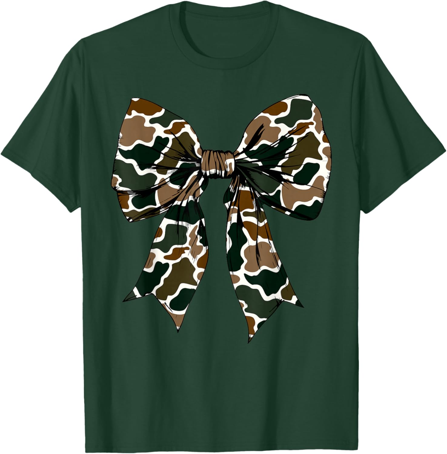 Old School Camouflage Coquette Bow Fall Hunting Military T-Shirt - T-Shirt | Forest