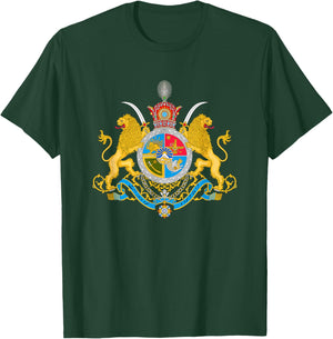 Historic Royal Coat of Arms of Iran Persian Lion and Coat of Arms of the Sun T-Shirt - T-Shirt | Forest