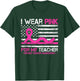 I Wear Pink For My Teacher Breast Cancer Awareness US Flag T-Shirt - T-Shirt | Forest