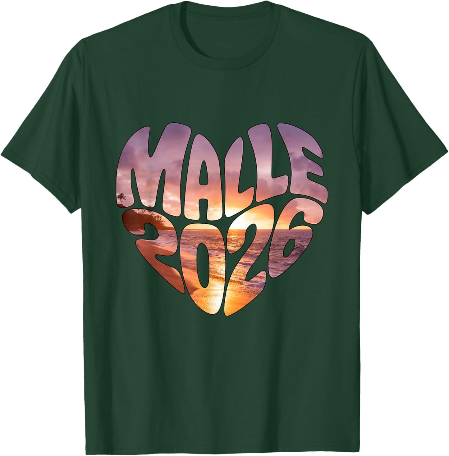 Malle 2026 Heart Shape Mallorca Heart Shape Party Holiday Fun T-Shirt - T-Shirt | Forest