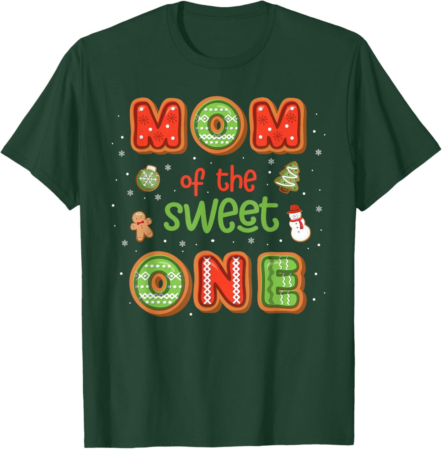Mom Of The Sweet One Christmas Gingerbread 1st Birthday T-Shirt - T-Shirt | Forest