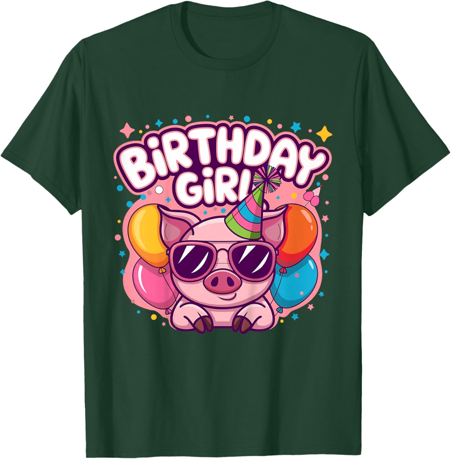 Kids Birthday Girl Pig Kids T-Shirt - T-Shirt | Forest