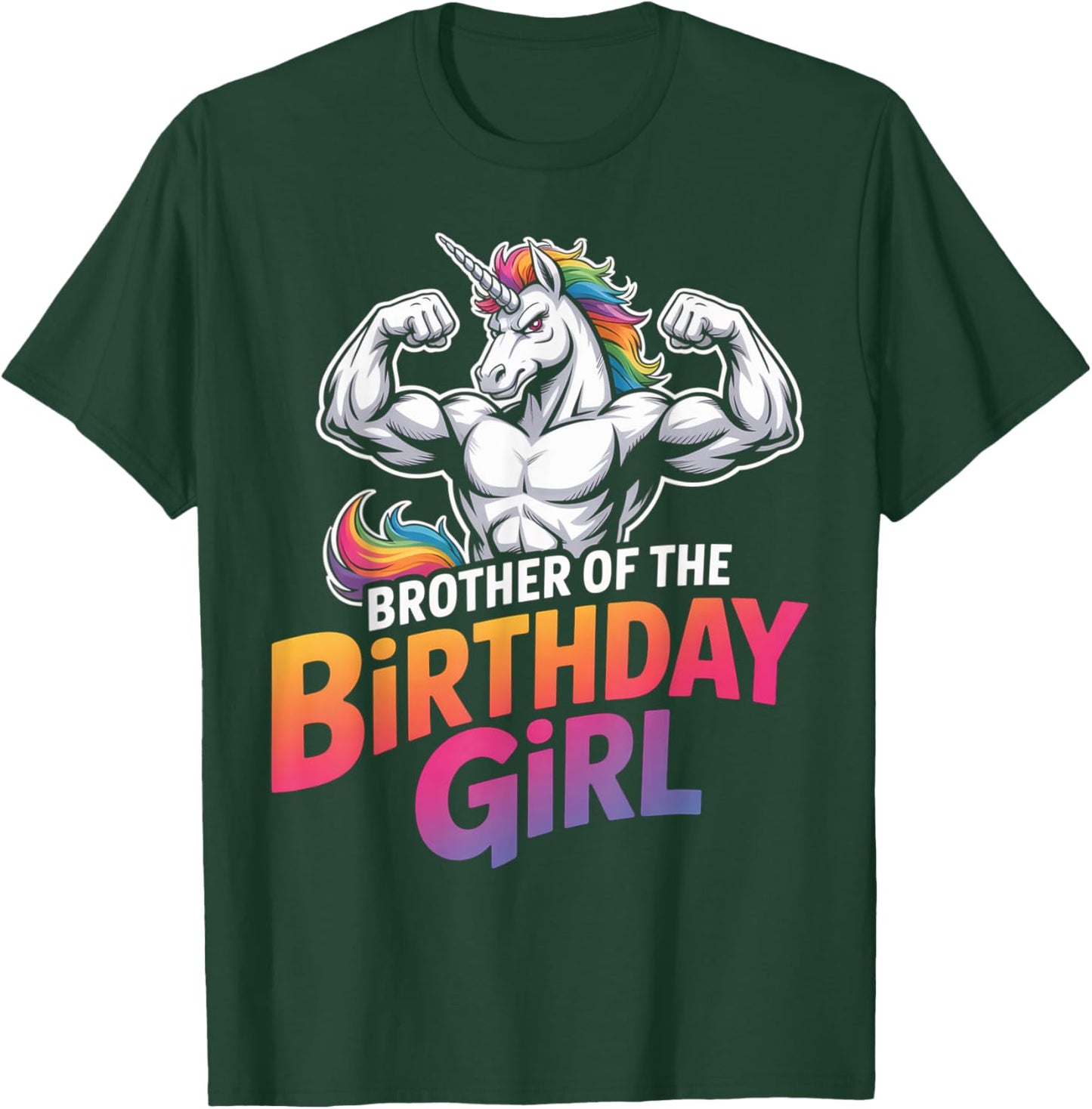 Brother of Birthday Girl Unicorn Boys Son Grandkid Nephew T-Shirt - T-Shirt | Forest