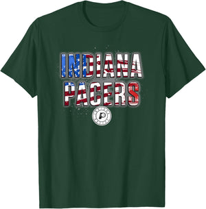 NBA Indiana Pacers American Flag Distressed Paint Spill T-Shirt - T-Shirt | Forest