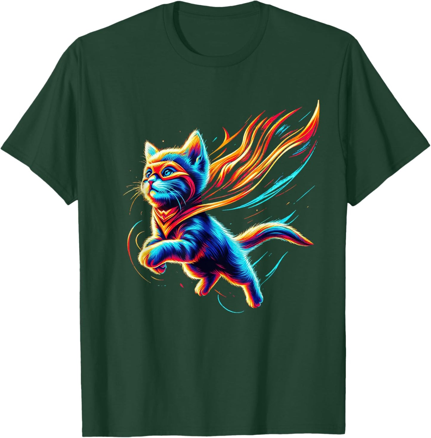 Heroic Kitten Super Cat Superhero Cute Vibrant Adorable Art T-Shirt - T-Shirt | Forest