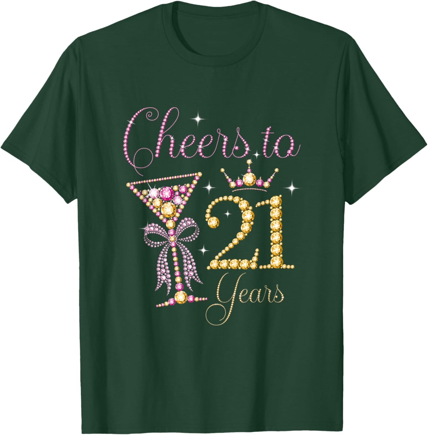 Cheers to 21 Years Coquette Bow 21 st Birthday Girl T-Shirt - T-Shirt | Forest