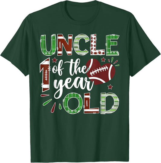 Uncle of The 1 Year Old Football First Birthday Boy Matching T-Shirt - T-Shirt | Forest