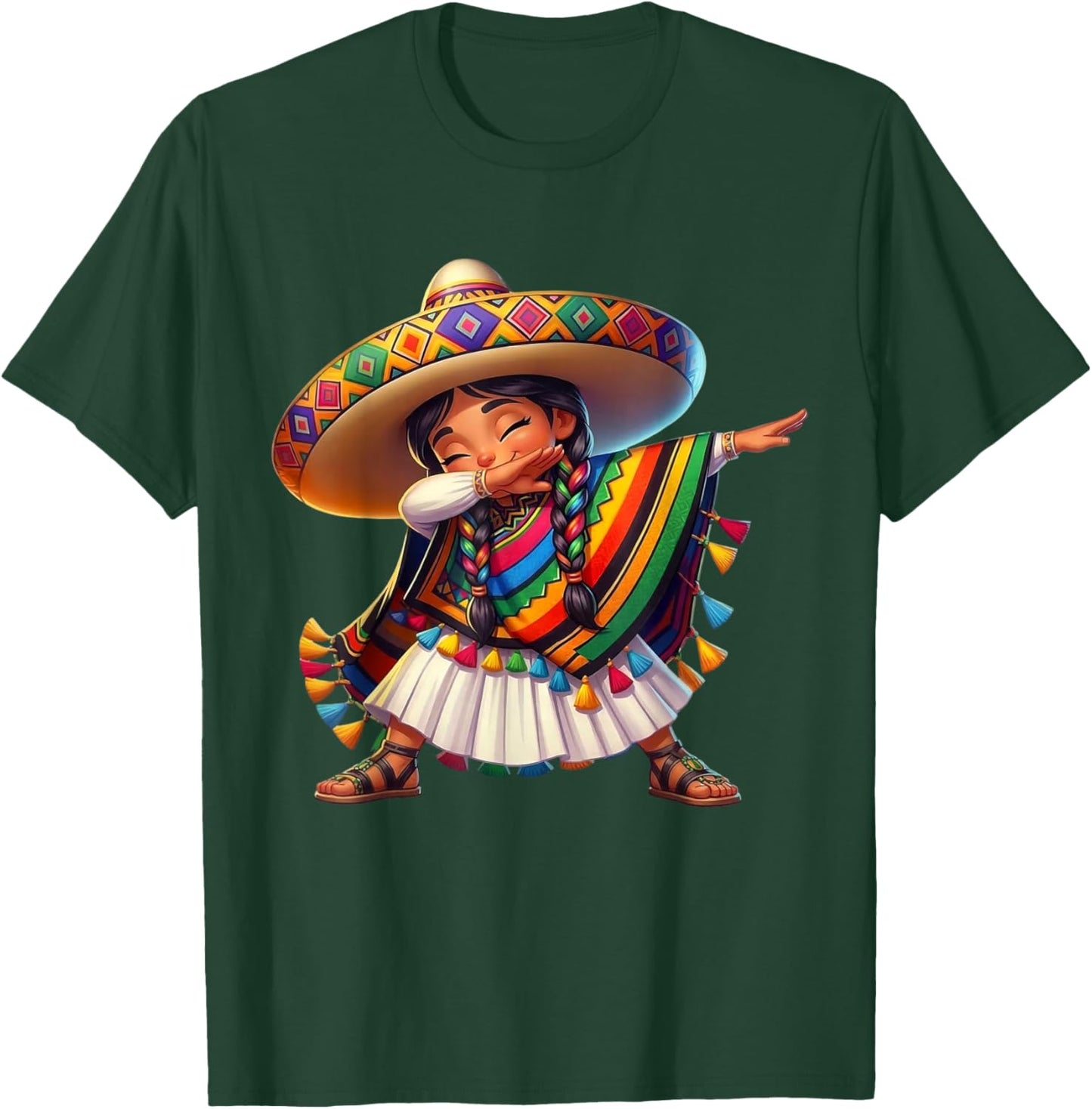Funny Mexican Dabbing Girl Cinco De Mayo T-Shirt - T-Shirt | Forest