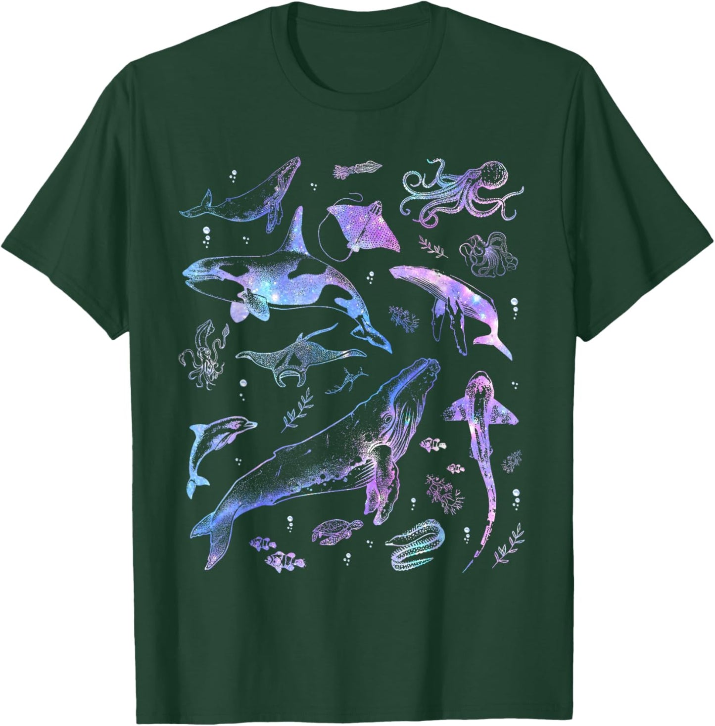 Vintage 90s Ocean Wildlife Shark Turtle Octopus T-Shirt - T-Shirt | Forest