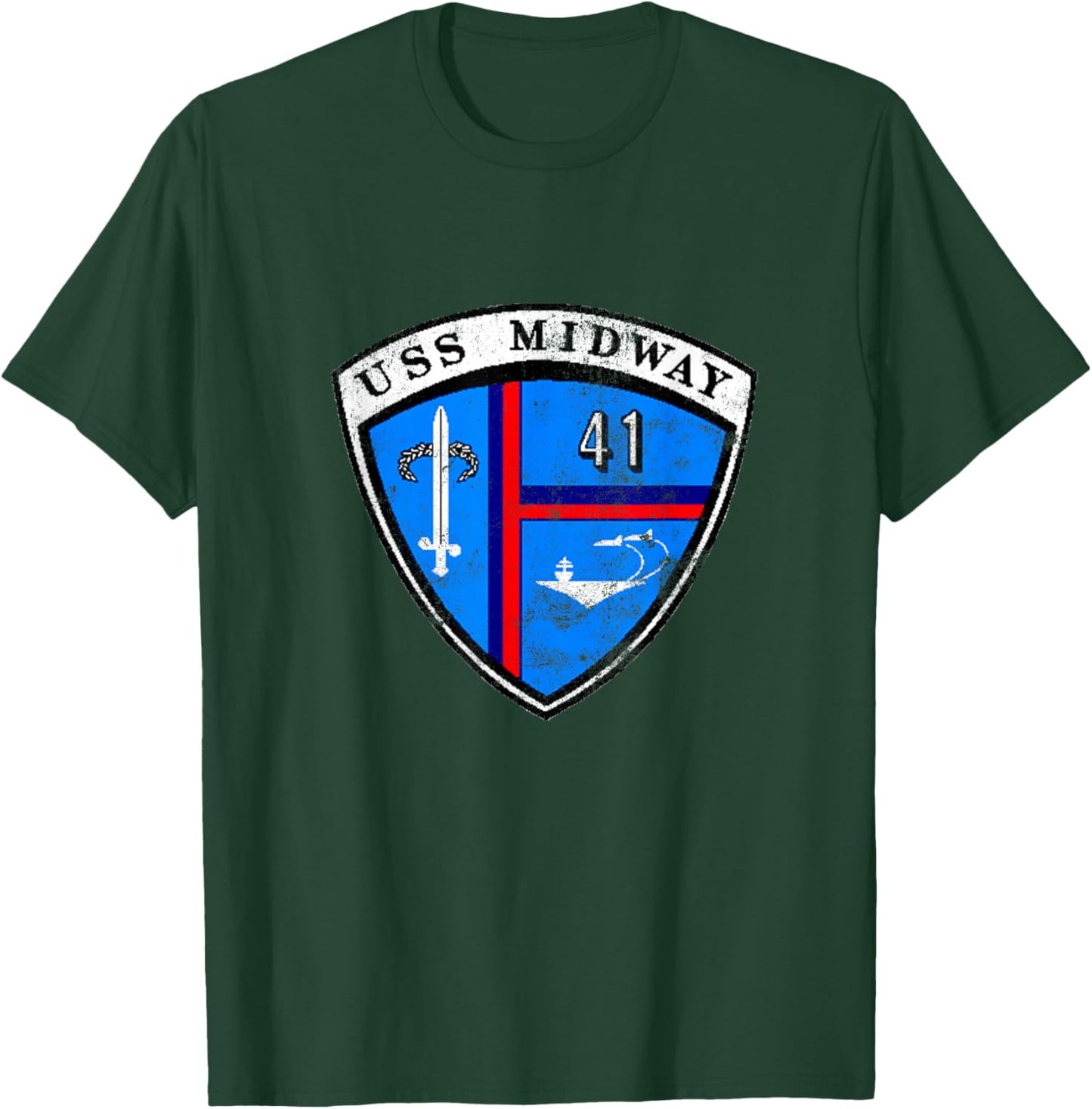 USS Midway CV 41 Aircraft Carrier Veteran Flag Patriotic T-Shirt - T-Shirt | Forest
