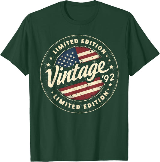 Vintage 33rd birthday men Born 1992 33 years old Bday T-Shirt - T-Shirt | Forest