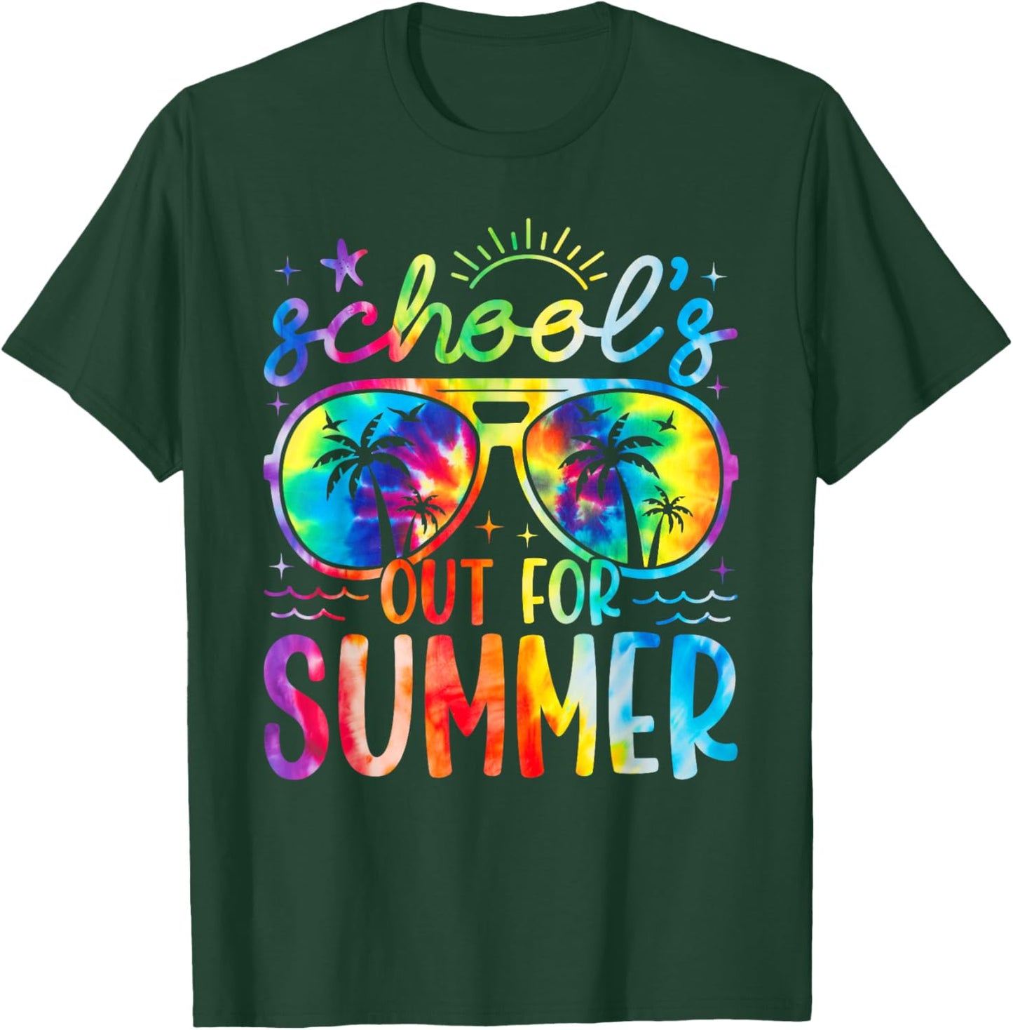 Tie Dye School's Out For Summer Last Day Of School Teacher T-Shirt - T-Shirt | Forest