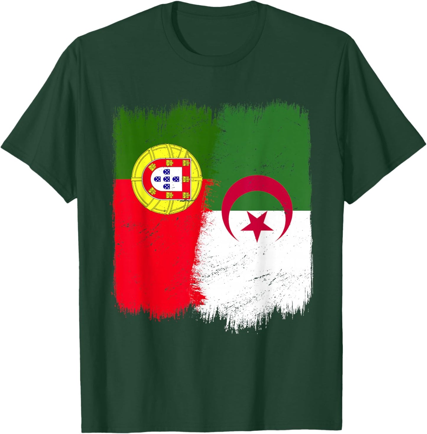 Portugal Algeria Half Flag Portuguese Heritage Algerian T-Shirt - T-Shirt | Forest
