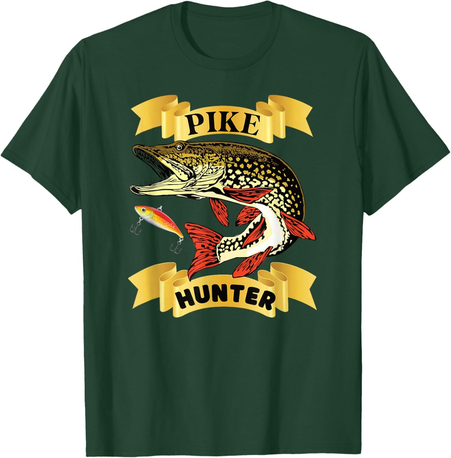 Pike Hunter Predator Fisherman Fishing Lovers Predatory T-Shirt - T-Shirt | Forest
