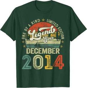 Legends Since December 2014 Vintage Retro 10th Birthday Boys T-Shirt - T-Shirt | Forest