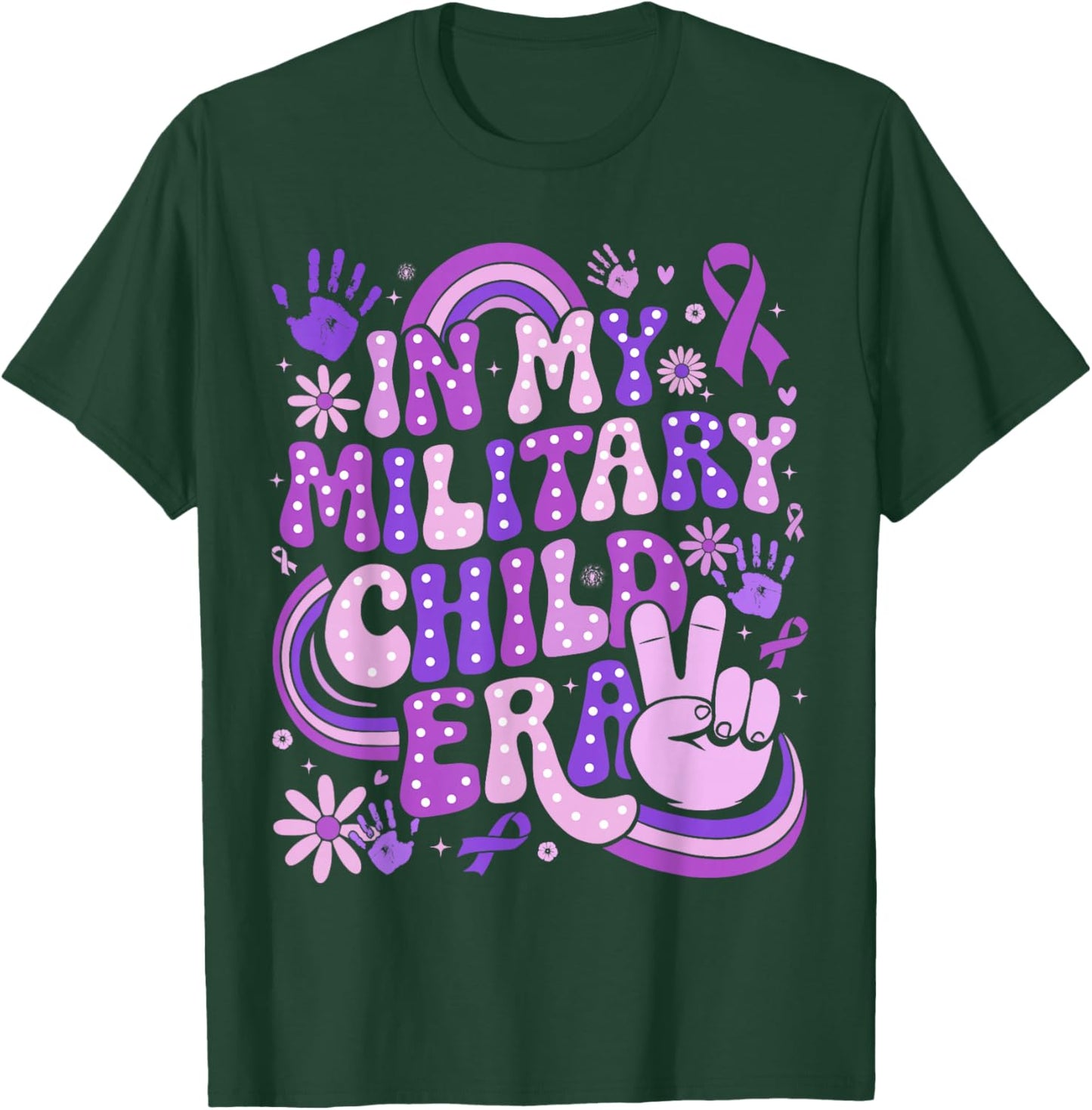 in My Military Child Era Groovy Purple Up for Military Kids T-Shirt - T-Shirt | Forest