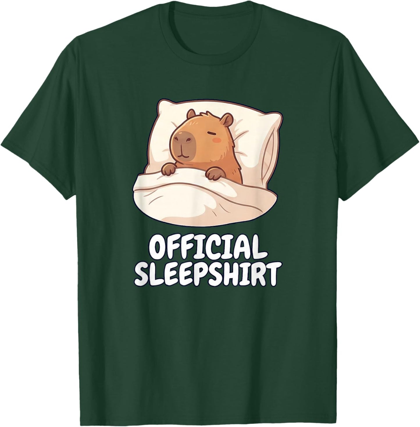 Official Capybara Cute Bedtime Sleepwear T-Shirt - T-Shirt | Forest