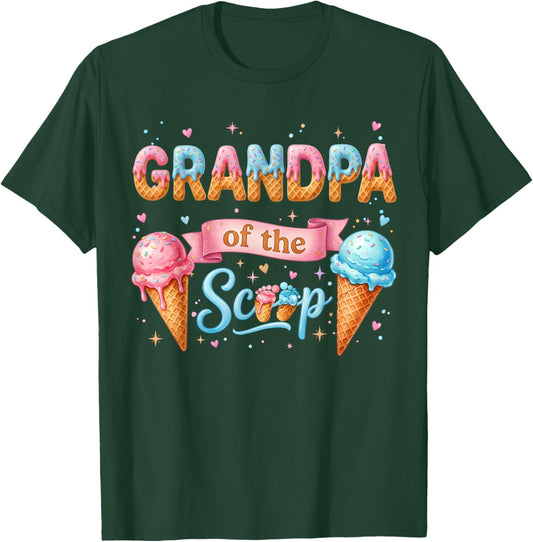 Grandpa of The Scoop Ice Cream Gender Reveal Baby Shower T-Shirt - T-Shirt | Forest