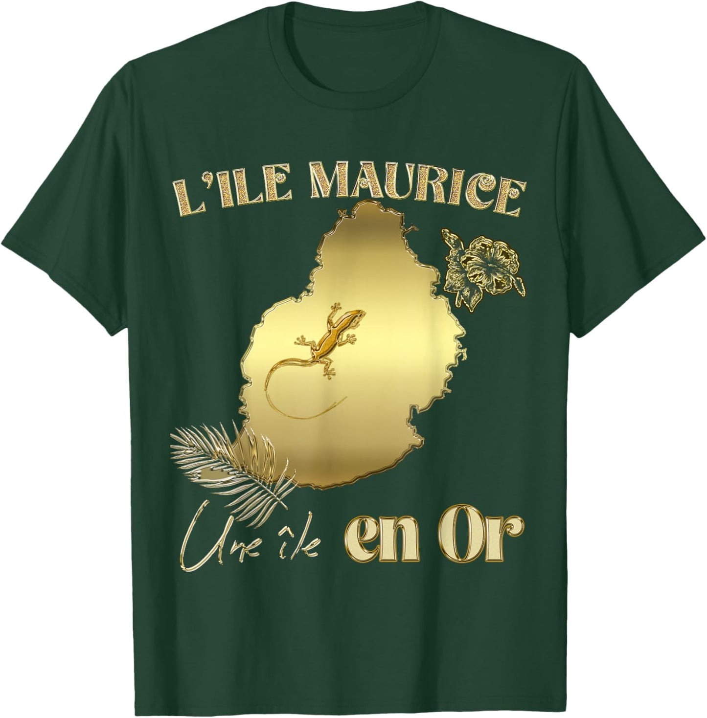 Mauritius A Gold Island Card Gold Effect Gift T-Shirt - T-Shirt | Forest