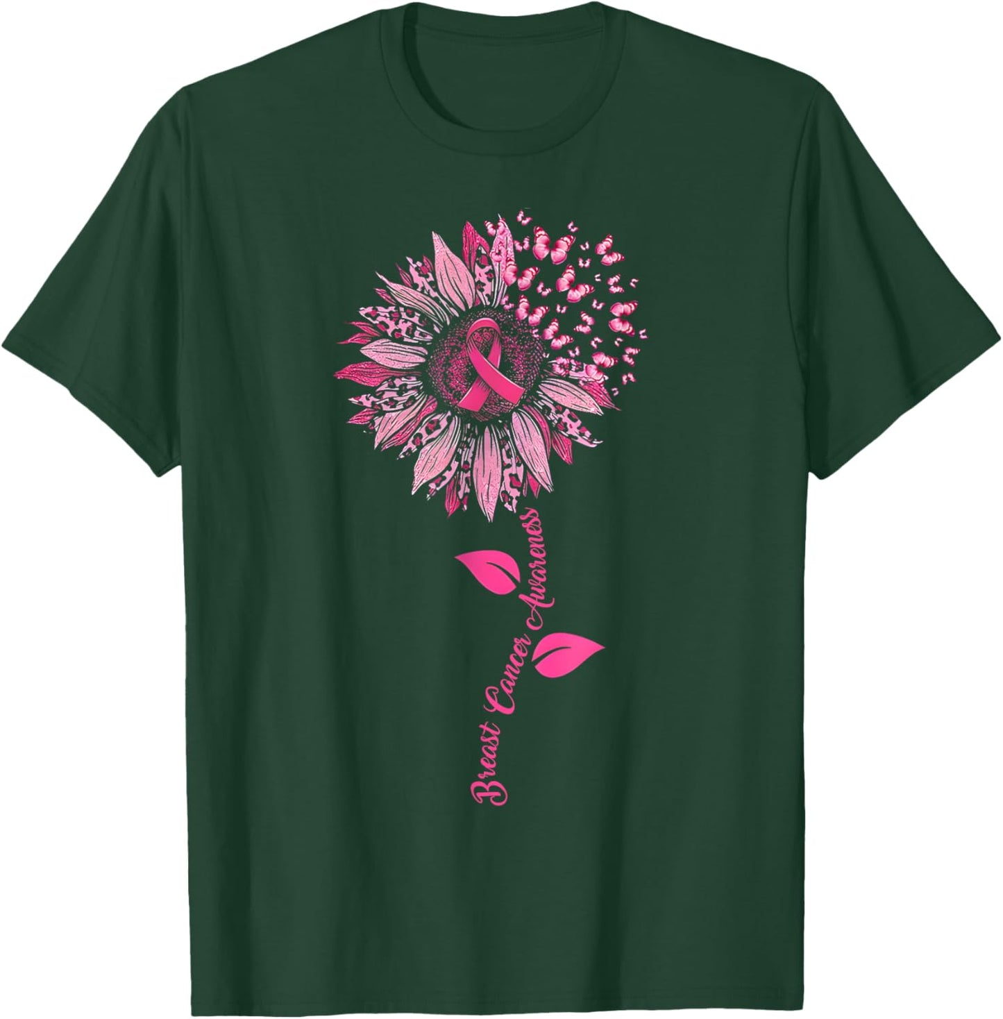 Sunflower Breast Cancer Awareness Pink Ribbon In October T-Shirt - T-Shirt | Forest