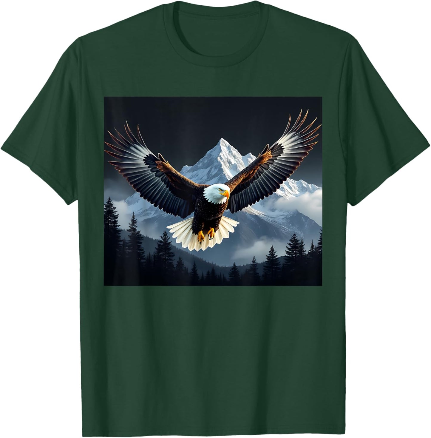 Bald Eagle Bird Mountains Forest Nature Cool Animal Graphic T-Shirt - T-Shirt | Forest