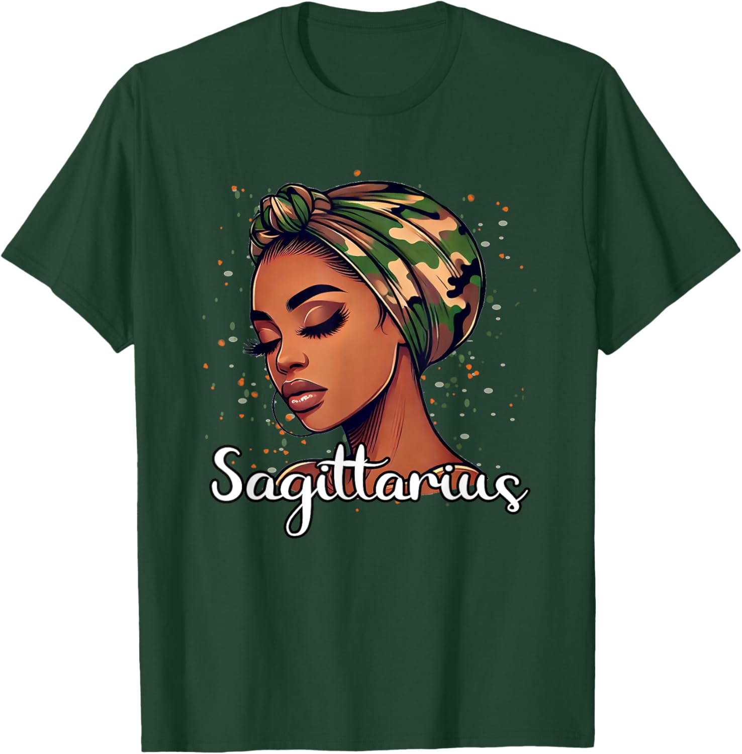Sagittarius Camo Scarf Black Woman Birthday T-Shirt - T-Shirt | Forest