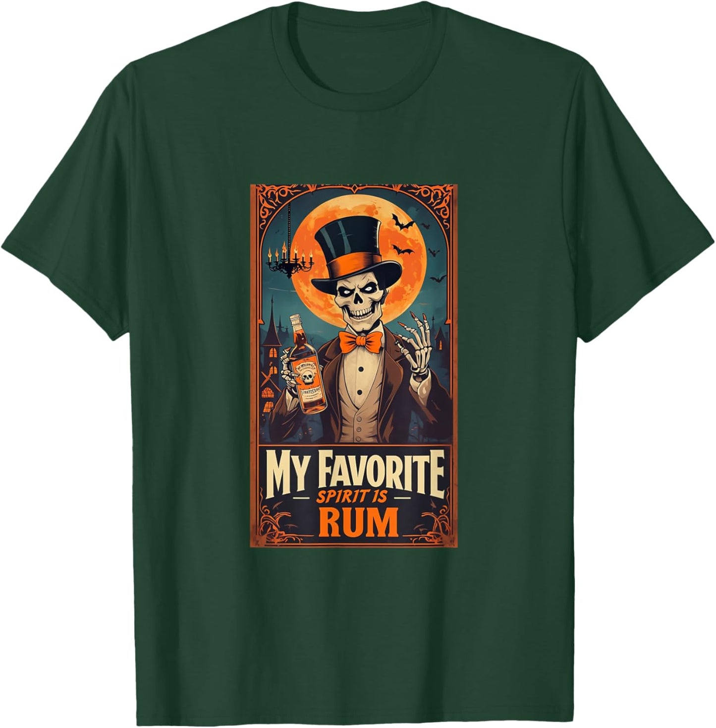 My Favorite Spirit Is Rum Skull Spooky Ghost Halloween T-Shirt - T-Shirt | Forest