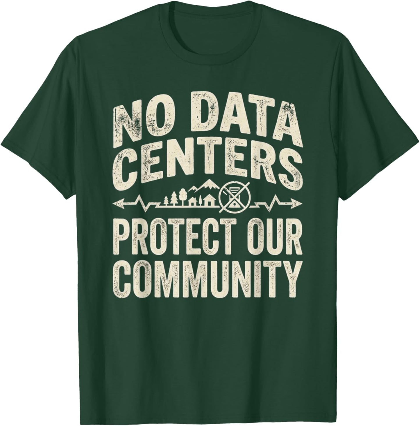 No Data Centers Protect Our Community Retro T-Shirt - T-Shirt | Forest