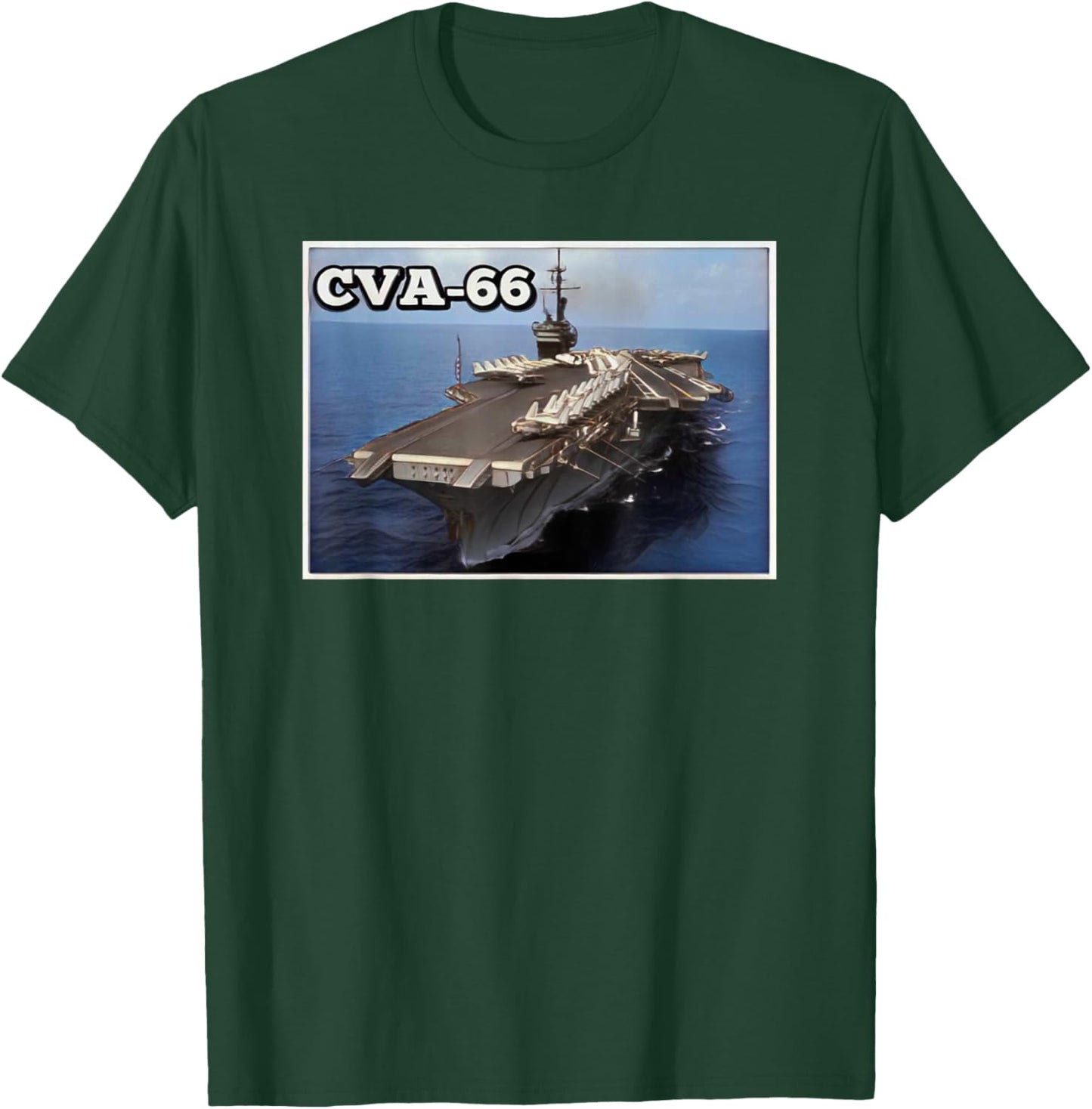 Aircraft Carrier USS America CVA-66 Father's Day Grandpa Dad T-Shirt - T-Shirt | Forest