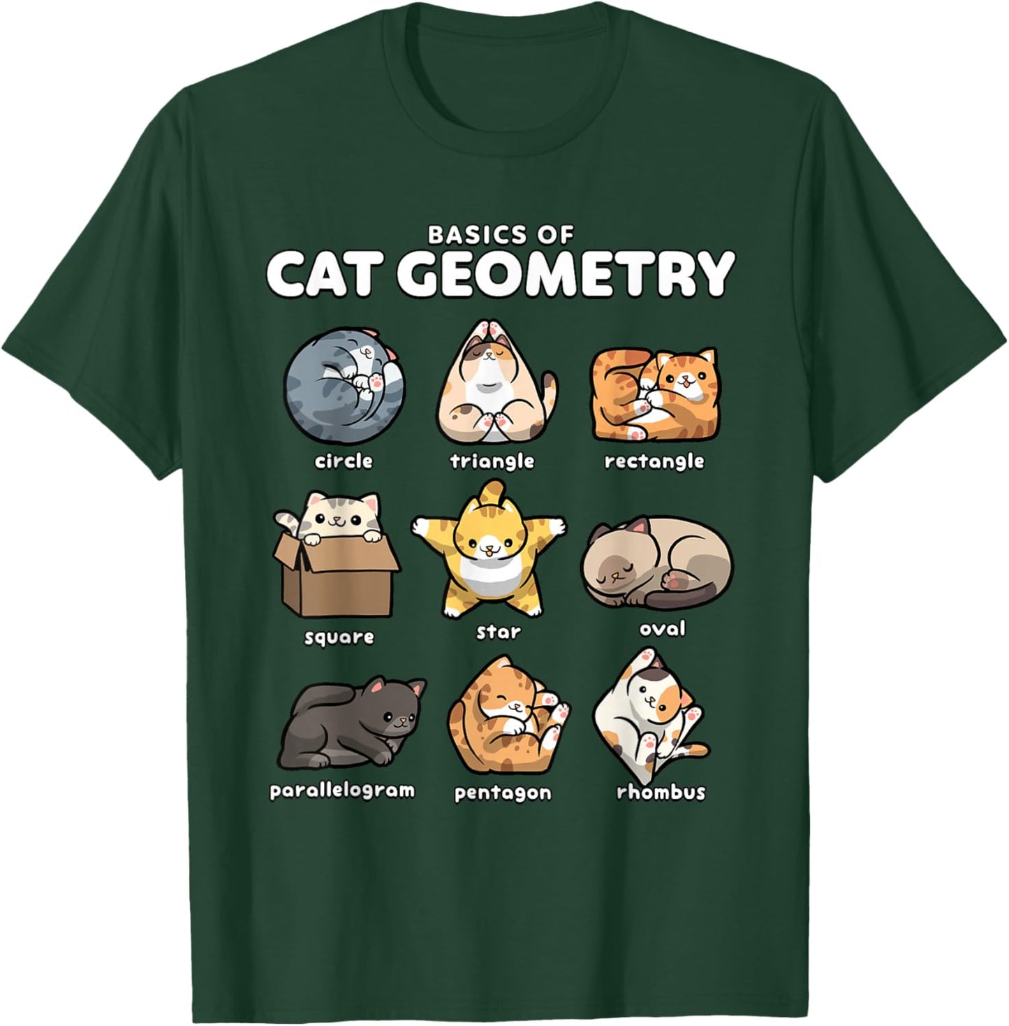 Basics of Cat Geometry Cute Math Cats T-Shirt - T-Shirt | Forest