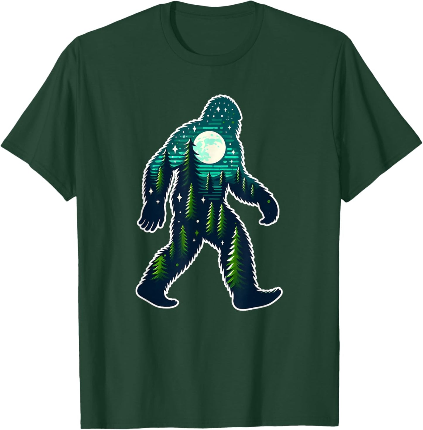Bigfoot Sasquatch Evening Forest Silhouette T-Shirt - T-Shirt | Forest