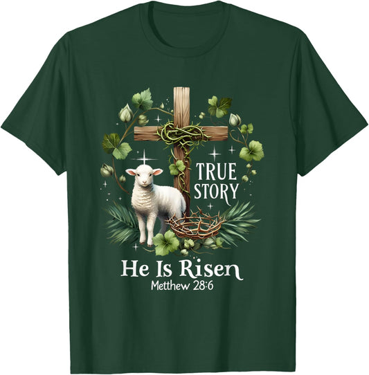 Coquette True Story He Is Risen Easter Vintage Christian T-Shirt - T-Shirt | Forest