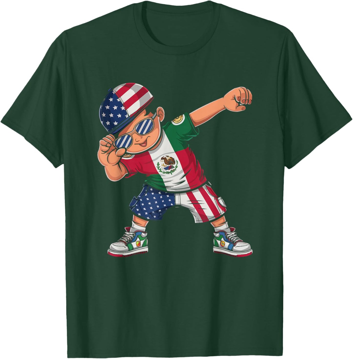 Half Mexican Half American USA Flag Mexico America T-Shirt - T-Shirt | Forest