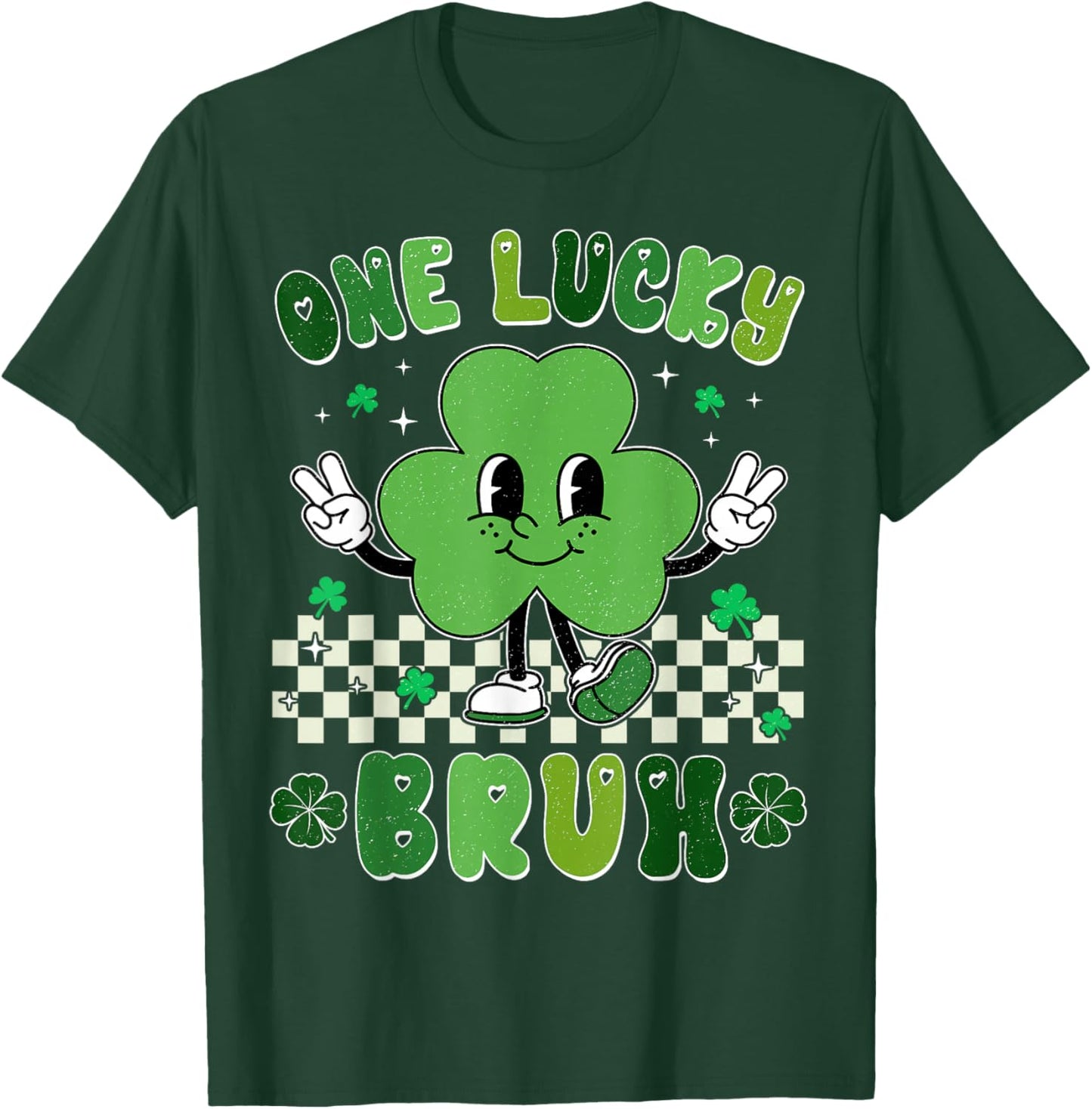 One Lucky Bruh Funny St Patrick's Day Shamrock Leprechaun T-Shirt - T-Shirt | Forest
