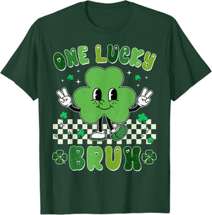 One Lucky Bruh Funny St Patrick's Day Shamrock Leprechaun T-Shirt - T-Shirt | Forest