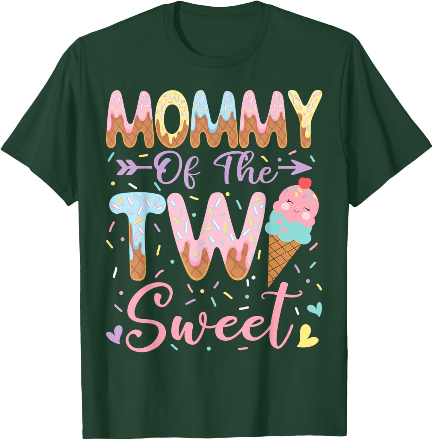 Mommy of The Two Sweet 2nd Birthday Girl Ice Cream T-Shirt - T-Shirt | Forest