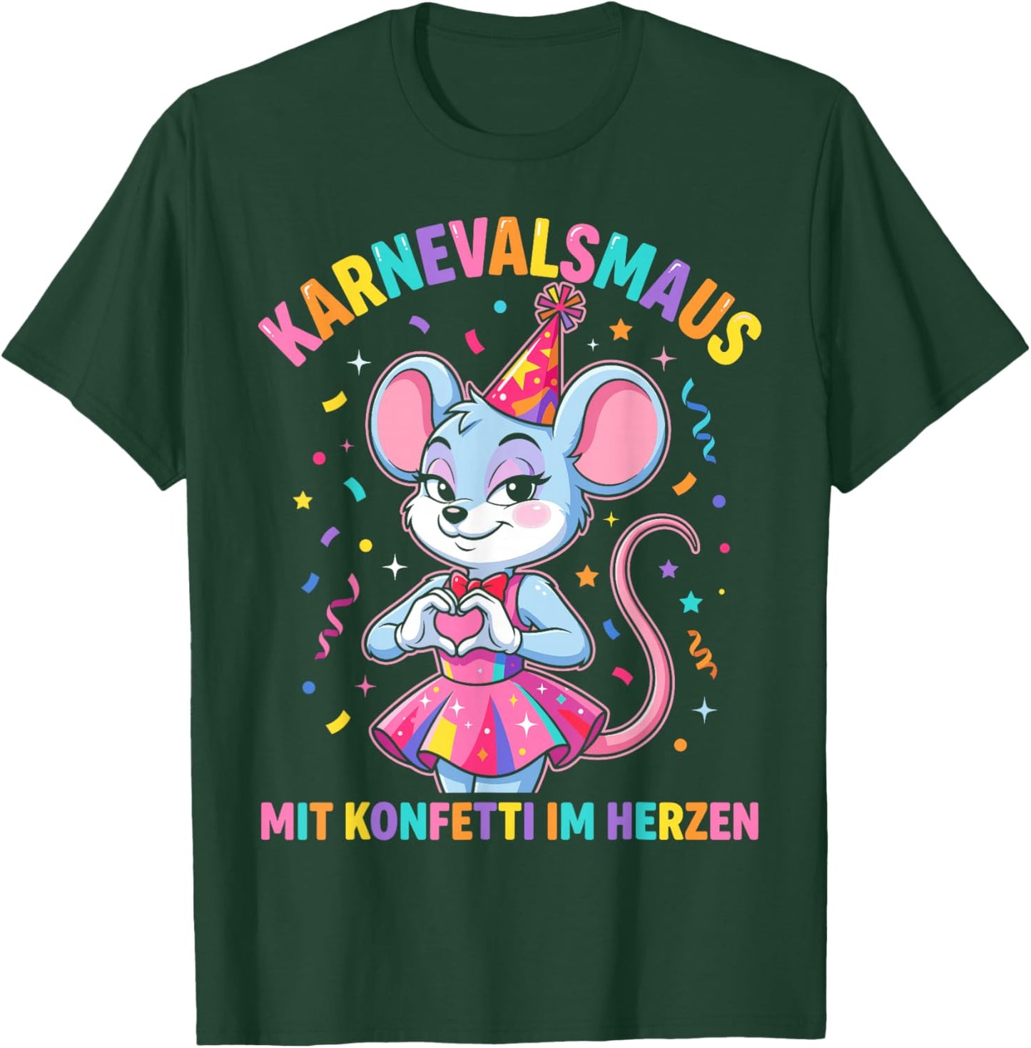 Kölle Alaaf with Confetti in the Heart Carnival Mouse T-Shirt - T-Shirt | Forest